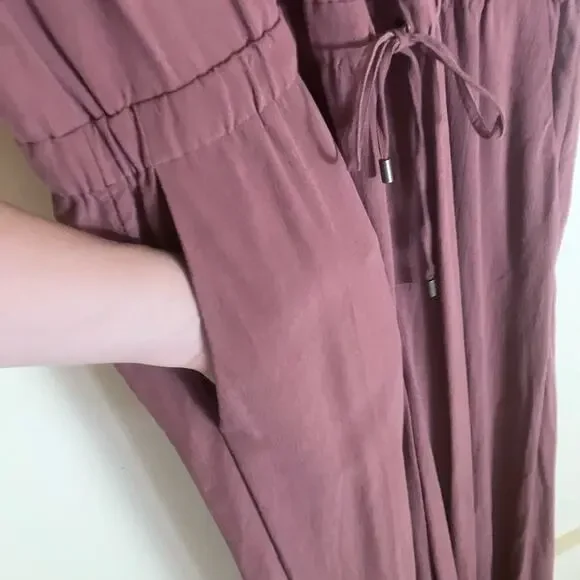 Eileen Fisher Salmon Rust Wrap Elastic Waist Sleeveless Cropped Jumpsuit - Picture 7 of 10